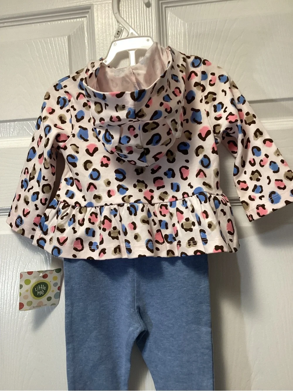 Little Girls Two-Piece Hooded Leopard Cotton Set, by Little Me, Sz 9 months, NWT